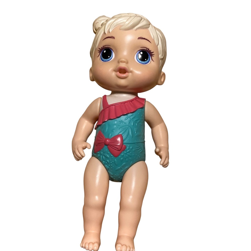 Baby Alive Lil Splashes Blonde Doll Teal Pink Swimsuit Water Play Hasbro E8821